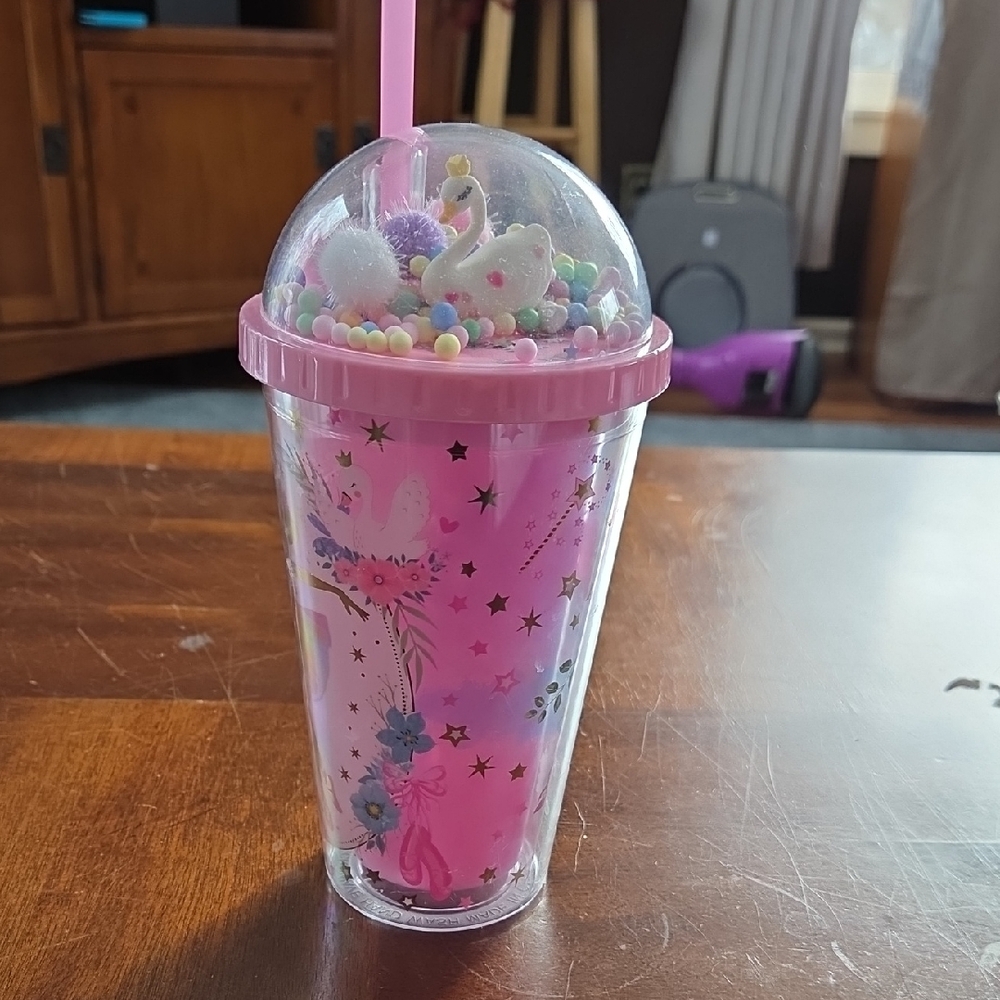 Pink Unicorn Party Tumbler with Straw